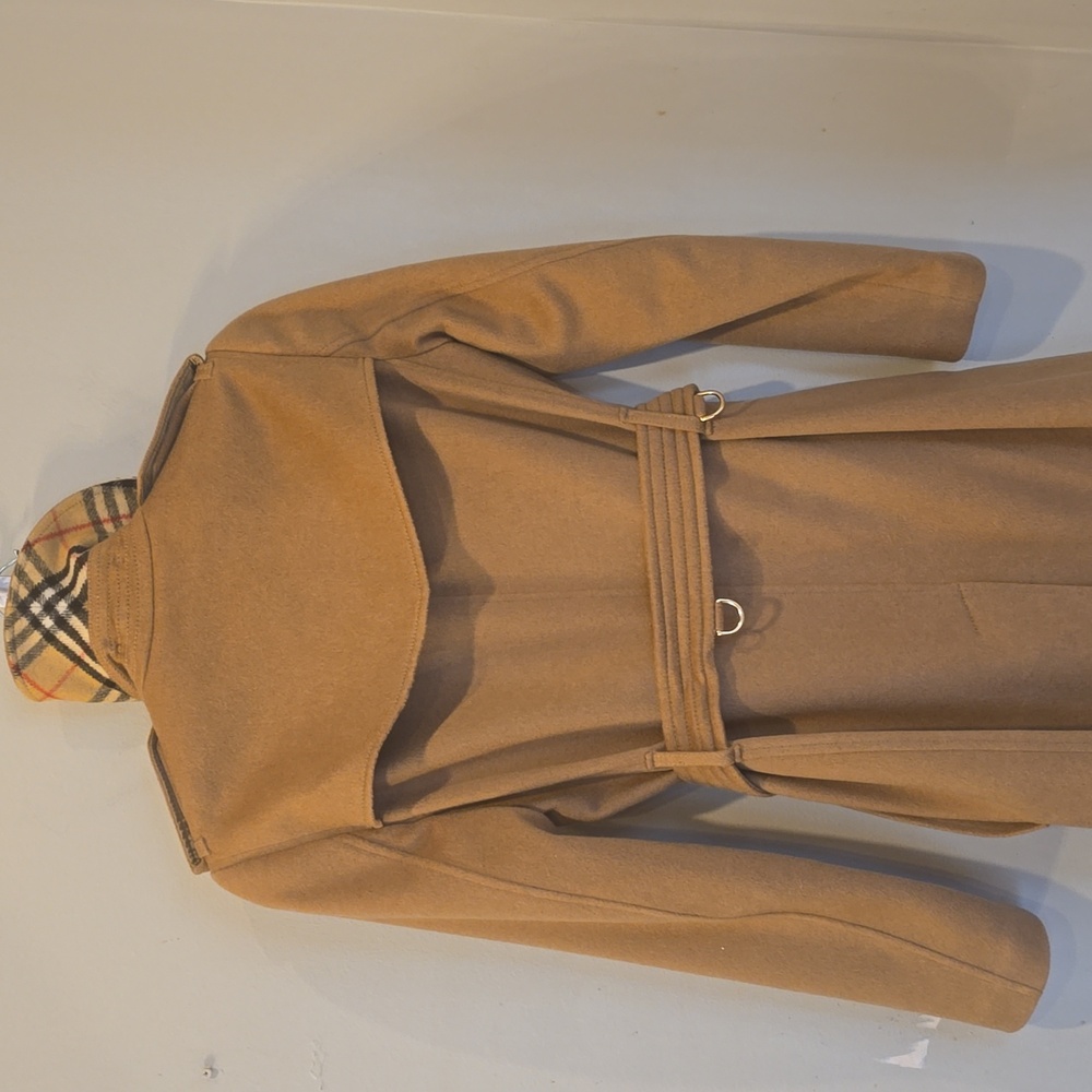 Burberry Cashmere Wool Camel Color Classic Trench Coat Size 2 - Picture 3 of 16